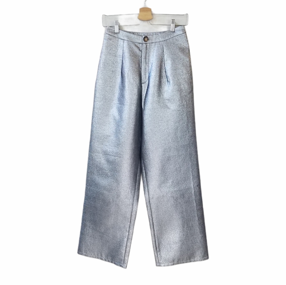 SHOW ME YOUR MUMU Silver Shimmer Hepburn Pant